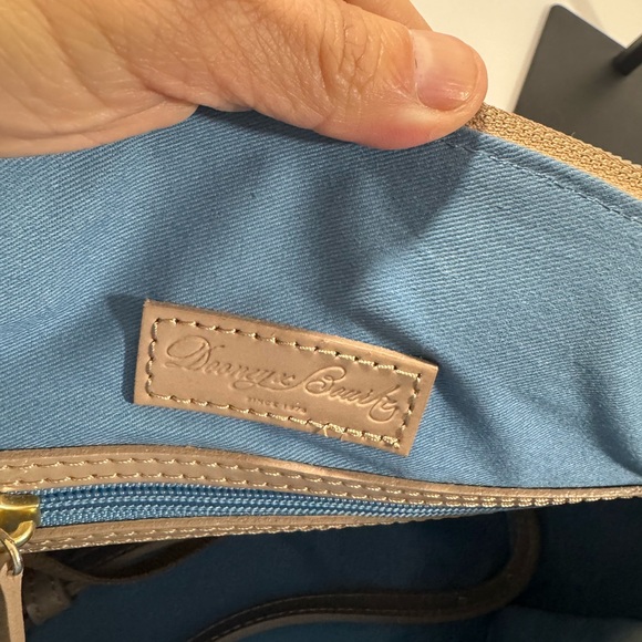 Dooney & Bourke Patent Leather Domed Satchel Bag-Tan-Classic Style Purse - Picture 9 of 10